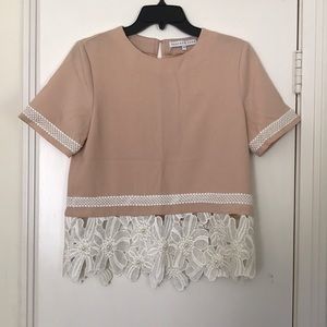 Cream appliqué top